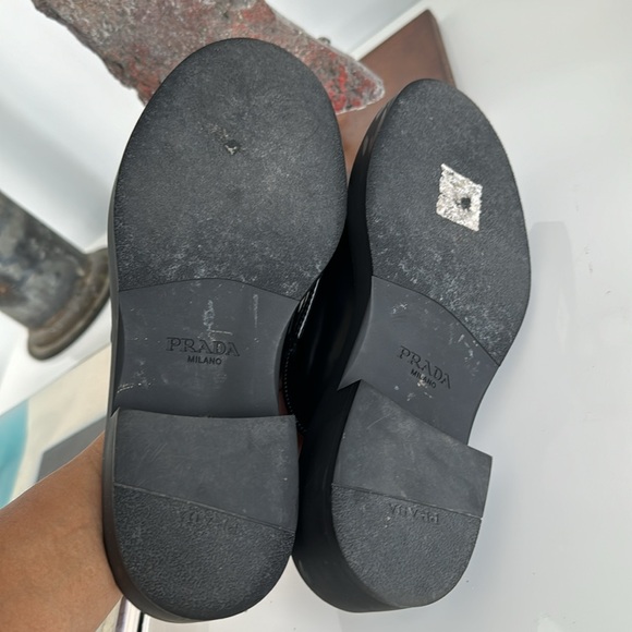 Prada Black Brushed Leather Loafer Mules Size IT 36 - Picture 13 of 17